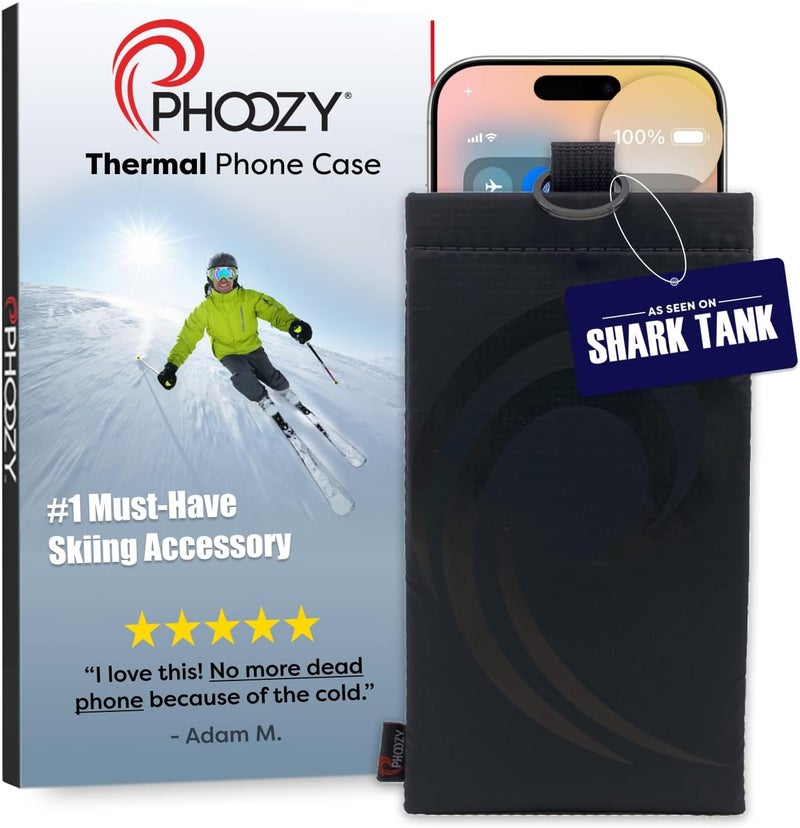 PHOOZY Apollo II Thermal Phone Case Cold Weather Insulated Pouch | Extends Battery Life 4X | NASA Tech Skiing Snowboard Accessories | Military Grade | Large - Black - Image 1